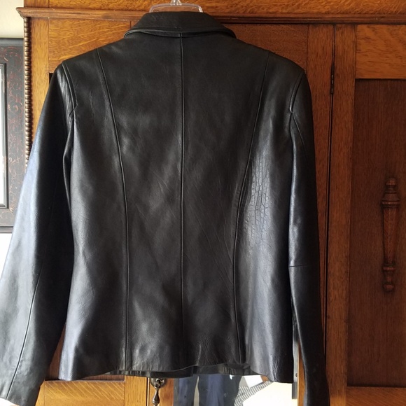 Jones New York Fitted Black Leather Jacket M - Picture 2 of 6